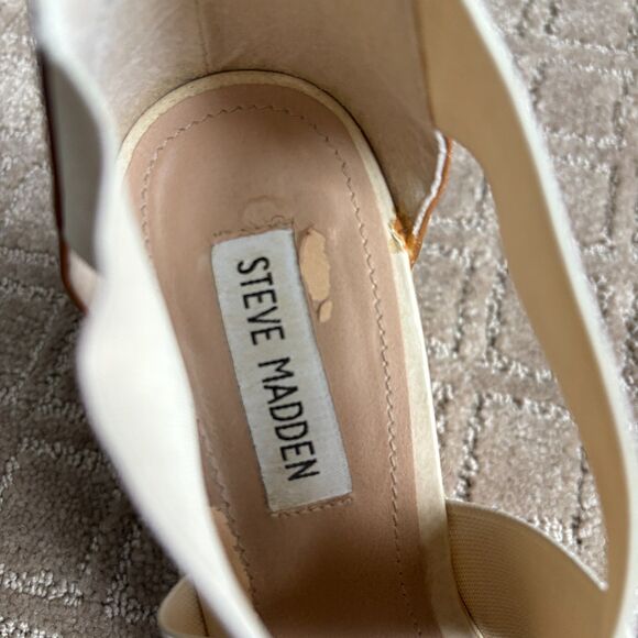 Steve Madden Wedge Platform Sandal Espadrille Women 8.5 Beige Strappy Y2K Summer - Picture 4 of 11